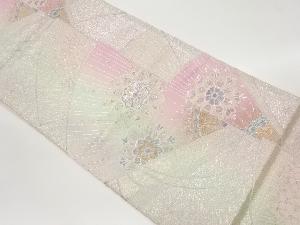 佐賀錦扇に花・華紋模様織出し袋帯